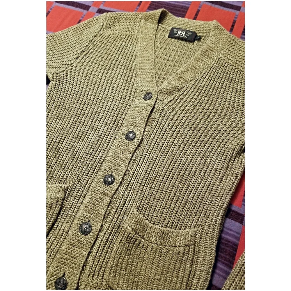 DOUBLE RL RALPH LAUREN RRL COTTON/ LINEN BLEND CARDIGAN SWEATER- SIZE SMALL